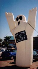 Ghost inflatables - giant ghost balloons and Halloween inflatables available for sale and rent.
